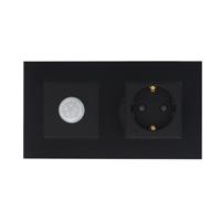 Rome Smart zwart-glas stopcontact en PIR sensor combinatie compleet