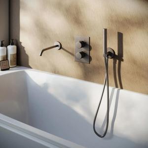 Badkraan SaniClear Iron | Inbouw | Thermostaatkraan | Incl.Inbouwdeel | 2-weg | Rond | Verouderd ijzer - Gunmetal