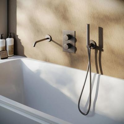 Badkraan SaniClear Iron | Inbouw | Thermostaatkraan | Incl.Inbouwdeel | 2-weg | Rond | Verouderd ijzer - Gunmetal