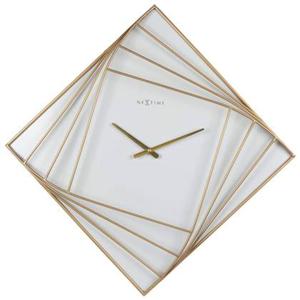 NeXtime - Grote Wandklok - Vierkant - 85x85cm - Metaal- Goud|Wit -