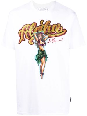 Philipp Plein sweat imprimé à ornements en cristal - Blanc