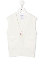 Thom Browne Kids cardigan sans manches en maille torsadée - Blanc - thumbnail