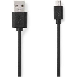 USB-Kabel | USB 2.0 | USB-A Male | USB Micro-B Male | 480 Mbps | 7.5 W | Vernikkeld | 1.00 m | Rond