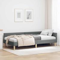 Hoek Bed Frame Donkergrijs 80 x 200 cm Stof en Geengineerd Hout