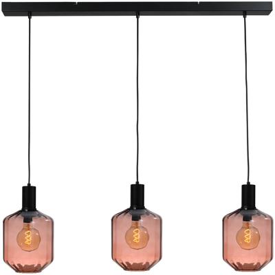 Masterlight 3-lichts hanglamp - zwart -Porto met Jagger red glazen - Ø 24cm - 2711-05-05-100-3-9