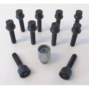 H&R Wielboutenset bolkonisch R12 M12x1.50 - Lengte 35mm - Zwart - 10 stuks (bv. Mercedes) - incl. wi HRB1253502SET