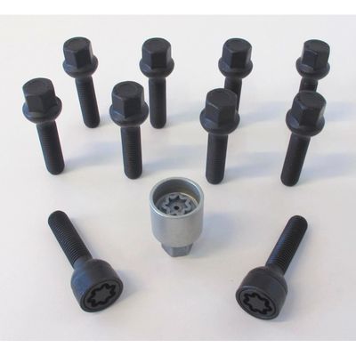 H&R Wielboutenset bolkonisch R12 M12x1.50 - Lengte 35mm - Zwart - 10 stuks (bv. Mercedes) - incl. wi HRB1253502SET