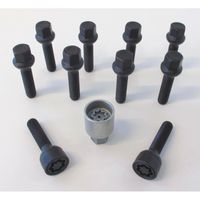 H&R Wielboutenset bolkonisch R12 M12x1.50 - Lengte 35mm - Zwart - 10 stuks (bv. Mercedes) - incl. wi HRB1253502SET