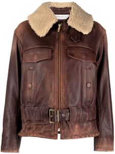 Golden Goose shearling leather jacket - Marron