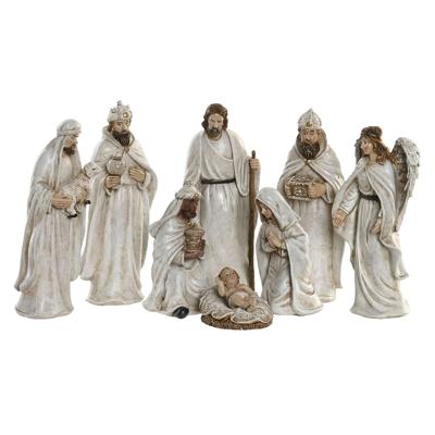 Kerststal set Home ESPRIT Wit Hars 8 x 6 x 19 cm (8 Onderdelen)
