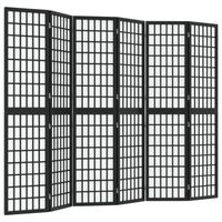 vidaXL Kamerscherm inklapbaar 6 panelen Japanse stijl 240x170 cm zwart