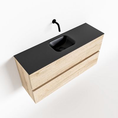 Toiletmeubel Mondiaz Ada | 100 cm | Meubelkleur Washed oak | Lex wastafel Urban Midden | Zonder kraangat