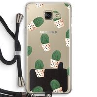 Cactusprint roze: Samsung Galaxy A5 (2016) Transparant Hoesje met koord