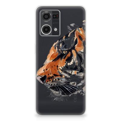 Smartphone hoesje OPPO Reno7 4G Watercolor Tiger