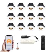 Set van 12 Betty Smart LED Mini Inbouwspots - Veranda spots - 12V 3W 140lm - Dimbaar - Wifi & Bluetooth - 2700K - IP44 waterdicht - Wit