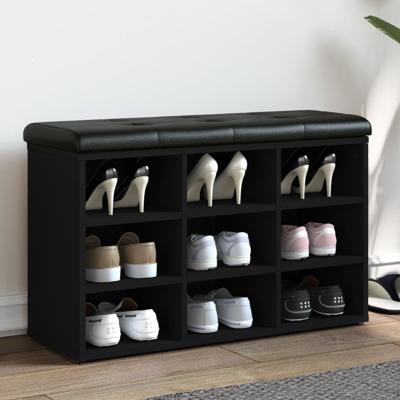 Schoenenbank 82x32x50 cm bewerkt hout zwart