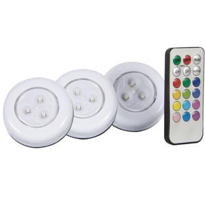 LED-lampjes - 3x stuks - met afstandsbediening - zelfklevend - timerfunctie