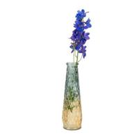 QUVIO Glazen vaas met patroon, geel|blauw - Hoogte 22 cm