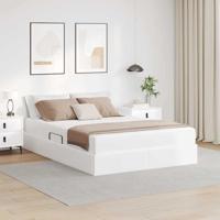 Opbergbed met matras met matras Wit 140 x 200 cm Nep Leer