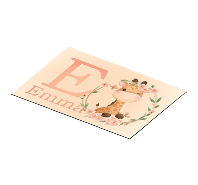 Ronde placemats Schattige giraf voor meisje met naam