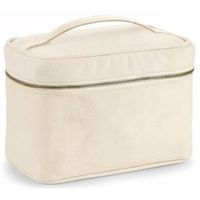 Toilettas/make-up tas naturel met handvat 23 cm voor heren/dames