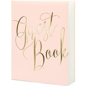 Gastenboek roze/goud 20 x 25 cm