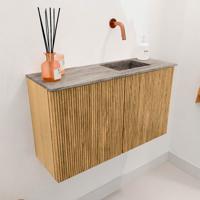 Toiletmeubel Mondiaz Joya Dlux | 70 cm | Meubelkleur Oak | Faye wastafel Oza Wasbak Rechts | Zonder kraangat(en)