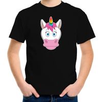 Cartoon eenhoorn t-shirt zwart voor jongens en meisjes - Cartoon dieren t-shirts kinderen