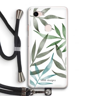 Tropical watercolor leaves: Pixel 3 Transparant Hoesje met koord