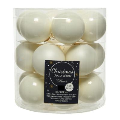 Kleine kerstballen - 36x st - wol wit - D4 cm - glas - kerstversiering