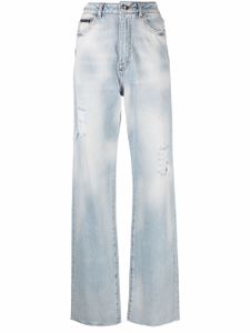 Philipp Plein jean palazzo à taille haute - Bleu