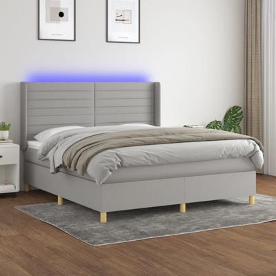 Boxspring met matras en LED stof lichtgrijs 160x200 cm
