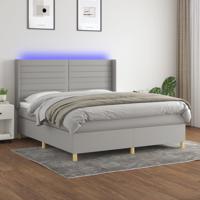 Boxspring met matras en LED stof lichtgrijs 160x200 cm