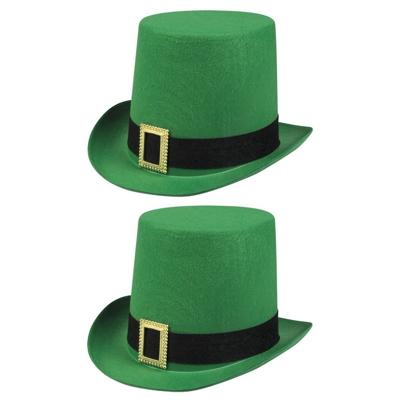 Boland St Patricks Day thema - 2x - groen - verkleed hoed - volwassenen - Ierland feestartikelen