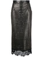 Roberto Cavalli jupe en cuir à motif animalier - Noir