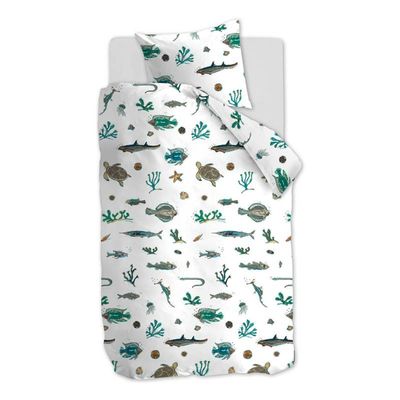 Beddinghouse Kids Deep in the Sea dekbedovertrek - Katoen - Peuter (120x150 cm + 1 sloop) - Blue Beddinghouse Kids Deep in the Sea dekbedovertrek - Katoen - Peuter (120x150 cm + 1 sloop) - Blue
