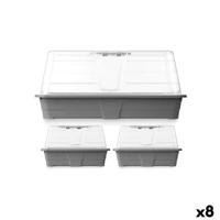 Set broeikassen Ibergarden Grijs Transparant Plastic 38,4 x 17 x 24 cm 38,4 x 18 x 24 cm 38,4 x 24,7 x 20 cm (8 Stuks)