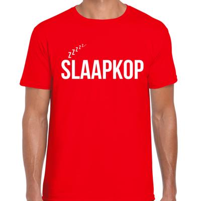 Slaap T-shirt voor heren - rood - slaapkop - pyjama shirt - slaap kleding