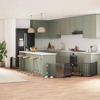 Hondenhek inklapbaar 8 panelen 640 cm populierenhout zwart