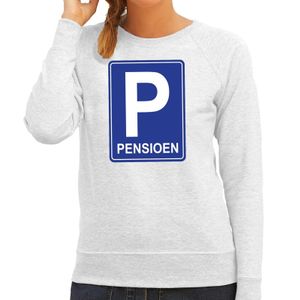 Pensioen P cadeau sweater grijs voor dames