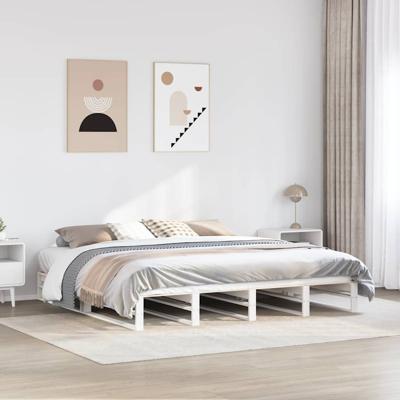 Bedframe zonder matras massief grenenhout wit 200x200 cm