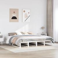 Bedframe zonder matras massief grenenhout wit 200x200 cm