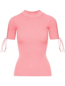 Oscar de la Renta pull nervuré à détail noué - Rose