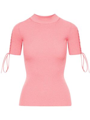 Oscar de la Renta pull nervuré à détail noué - Rose