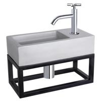 Differnz Ravo fonteinset beton lichtgrijs - kraan kruis - met handdoekrek - 38.5 x 18.5 x 9 cm - chroom
