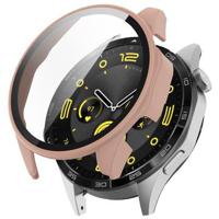 Huawei Watch GT 4 Plastic Hoesje met Glazen Screenprotector - 46mm - Rose Gold