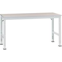 Manuflex AU6084.7035 Werk aanschuiftafel universele standaard met staalbeslag schijf, bxdxh = 1750 x 800 x 760-870 mm Grijs-wit (RAL 7035) - thumbnail