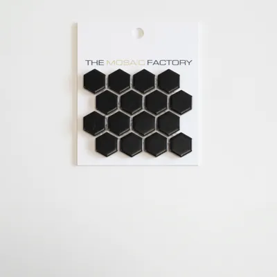 The Mosaic Factory Barcelona Mozaiek Tegel Hexagon - Zwart Porselein Geglazuurd 260x300 mm