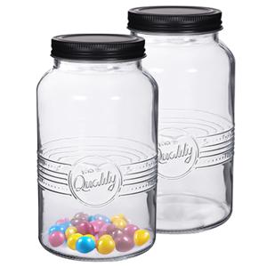 Alessandro Snoeppot/voorraadpot - 2x - met deksel - decoratief glas - 1300 ml - D11 x H19 cm