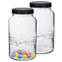 Alessandro Snoeppot/voorraadpot - 2x - met deksel - decoratief glas - 1300 ml - D11 x H19 cm